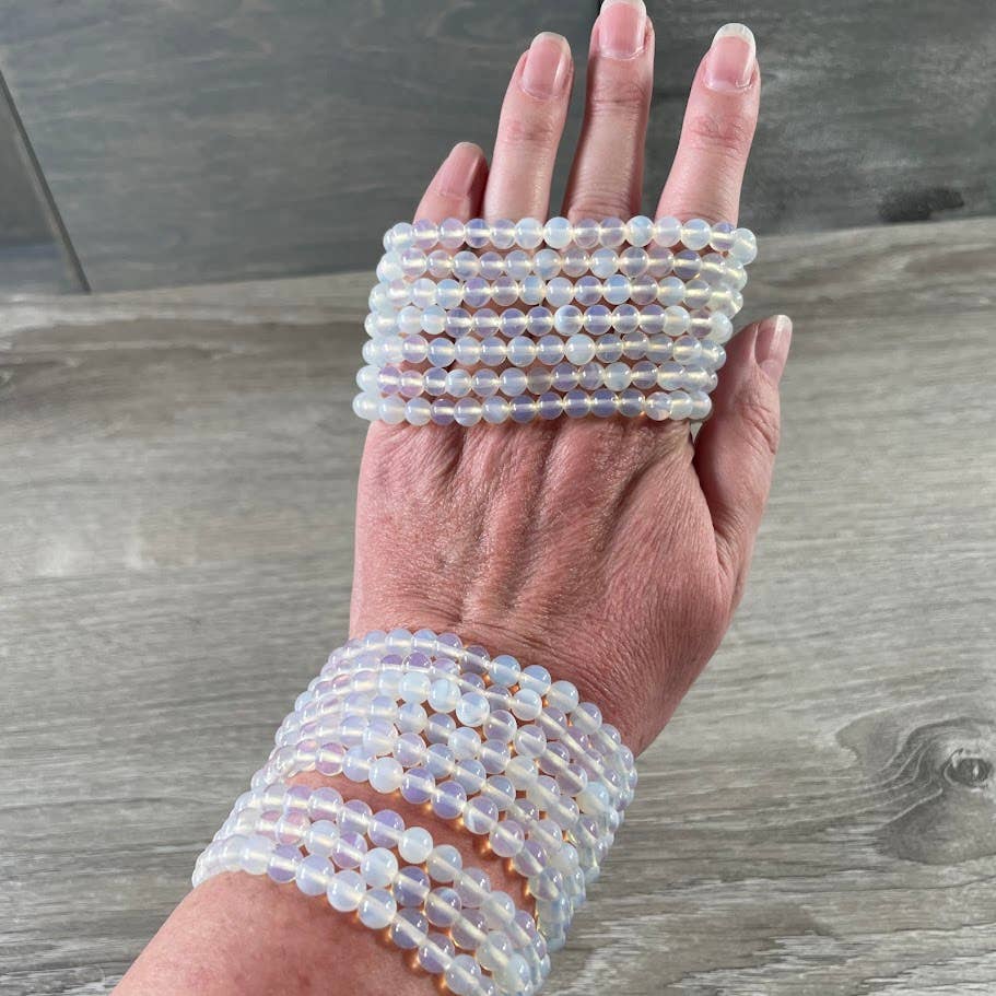 Gemstone Beaded Stretch Bracelets 6mm  : Black Moonstone