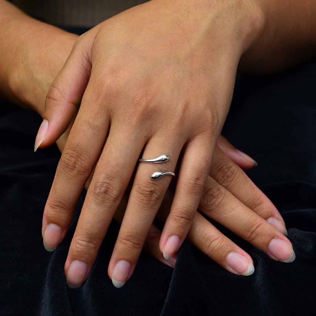 Sterling Silver Adjustable Teardrop Ring
