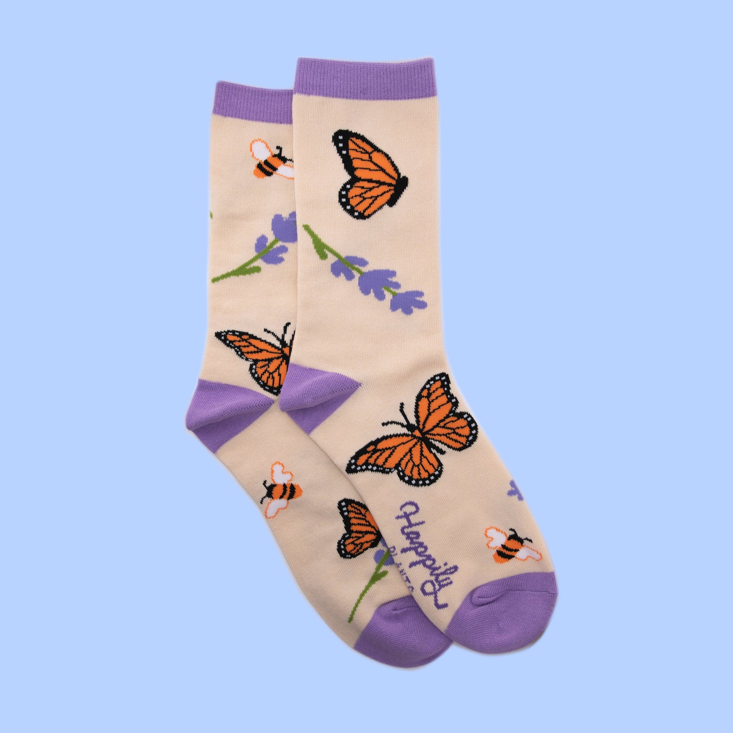 Monarch Butterfly & Honey Bees Socks - Cotton Blend