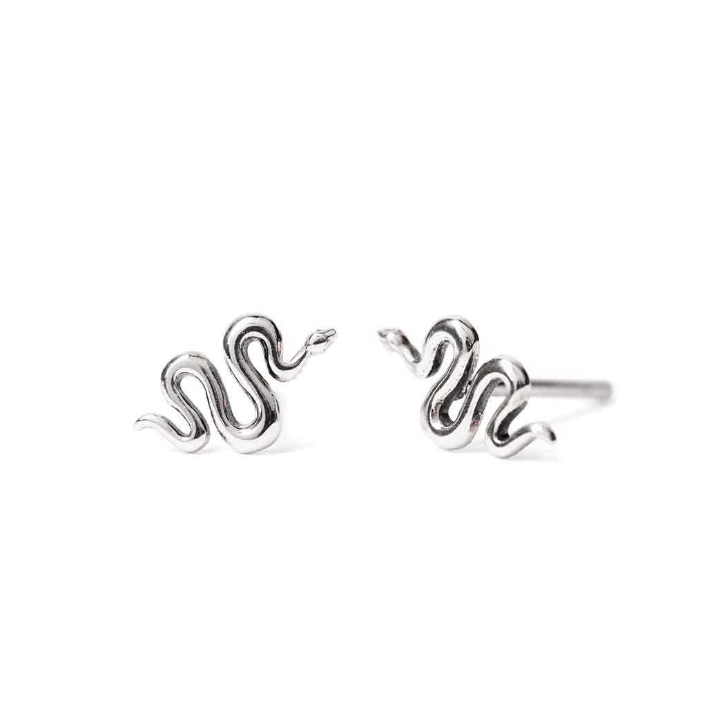 Sterling Silver or Bronze Snake Post Earrings 9x5mm: Recycled Sterling Silver