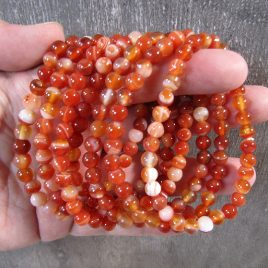 Gemstone Beaded Stretch Bracelets 6mm  : Black Moonstone