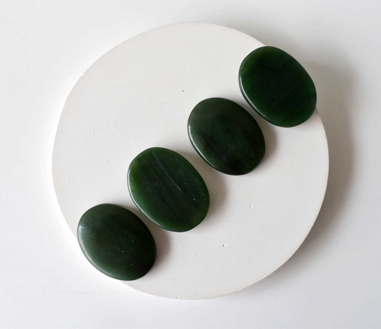 Palm Stone | Green Jade | Thumb Crystal | Pocket Gemstone: Thumb Indent (Worry Stone)