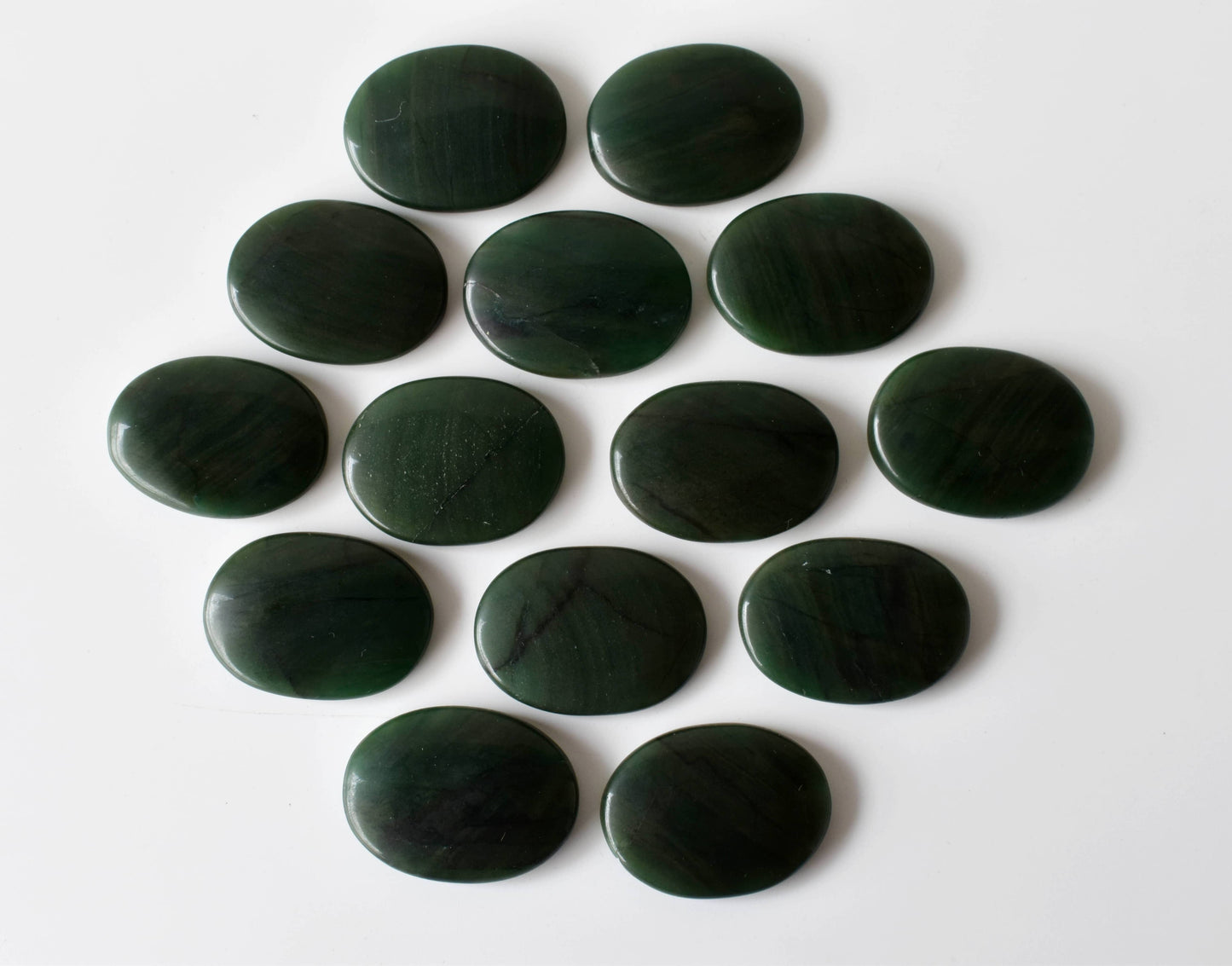 Palm Stone | Green Jade | Thumb Crystal | Pocket Gemstone: Thumb Indent (Worry Stone)