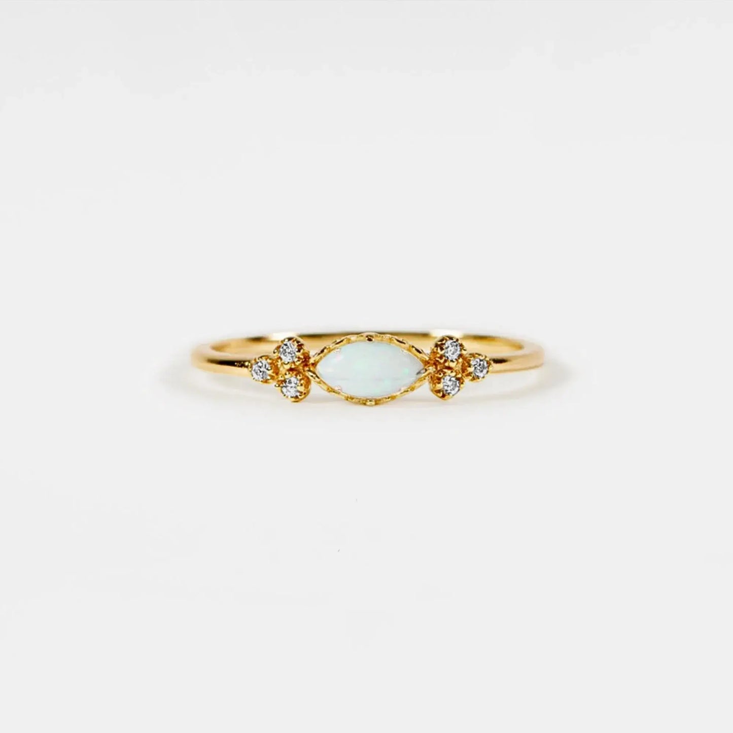 Dainty Marquise Opal Stacking Ring in 925 Sterling Silver: Gold / 9 US