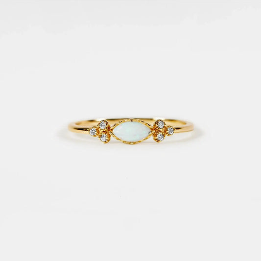 Dainty Marquise Opal Stacking Ring in 925 Sterling Silver: Gold / 7 US