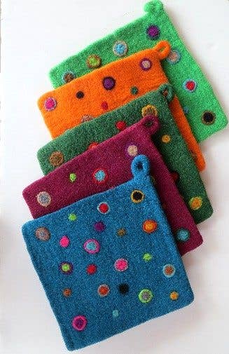 Felt Potholder,  Needle Dot Design