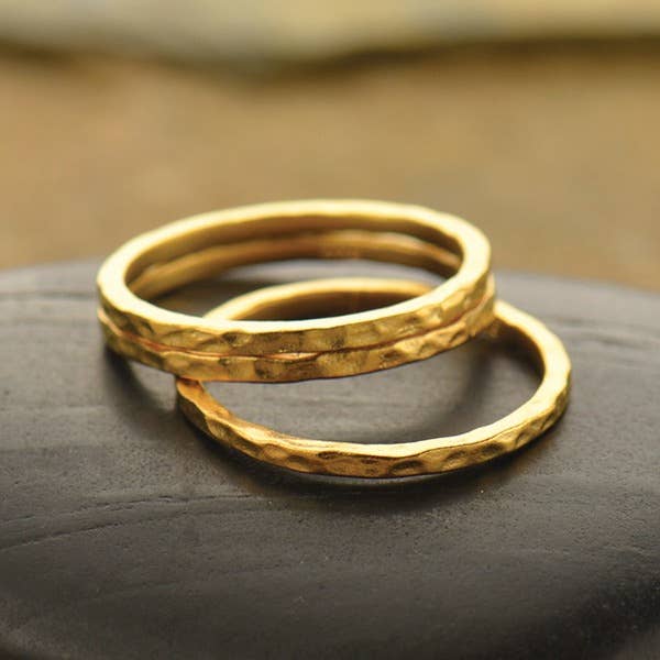Hammer Finish Stacking Rings: Bronze / 8