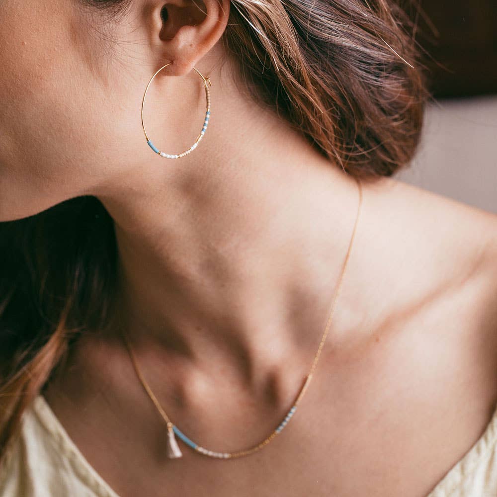 Japanese Seed Bead Hoops- multiple colorways: Champagne