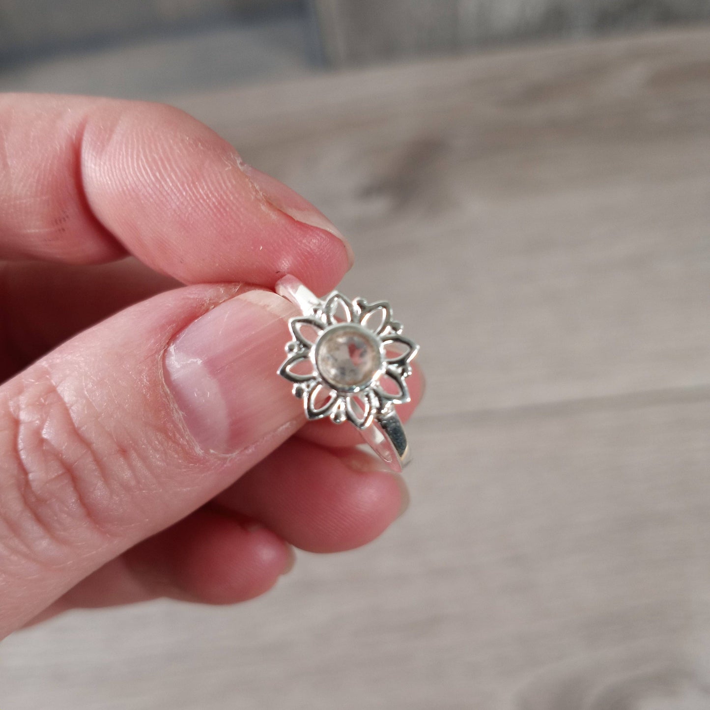 Gemstone Ring Sterling Silver 925 Daisy Flower: Citrine / 6.5