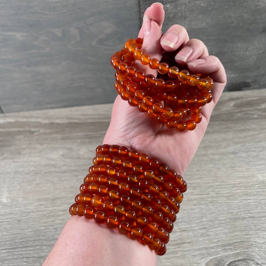 8mm Round Gemstone Beaded Bracelets – Assorted Crystals Bulk: Brown Agate