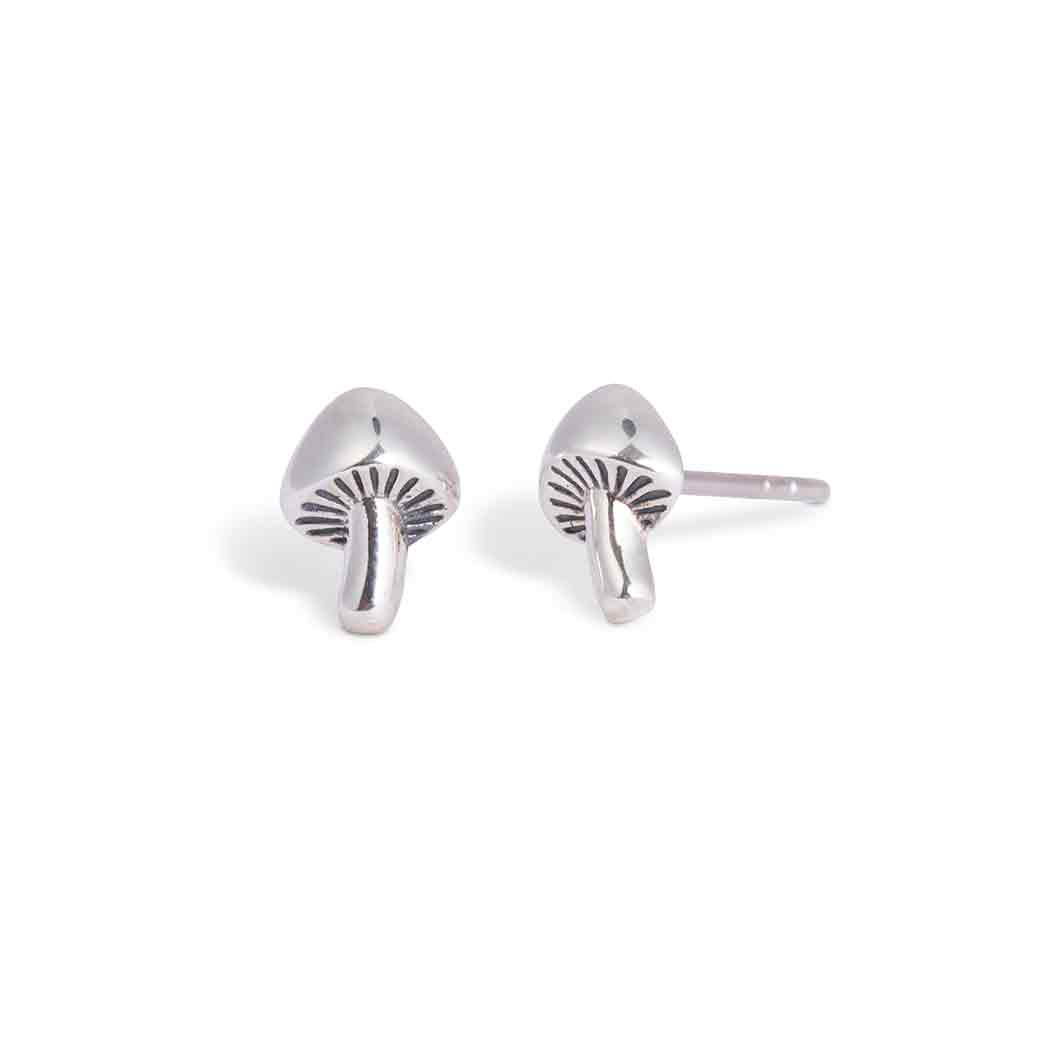 Sterling Silver or Bronze Mushroom Post Earrings 8x6mm: Recycled Sterling Silver