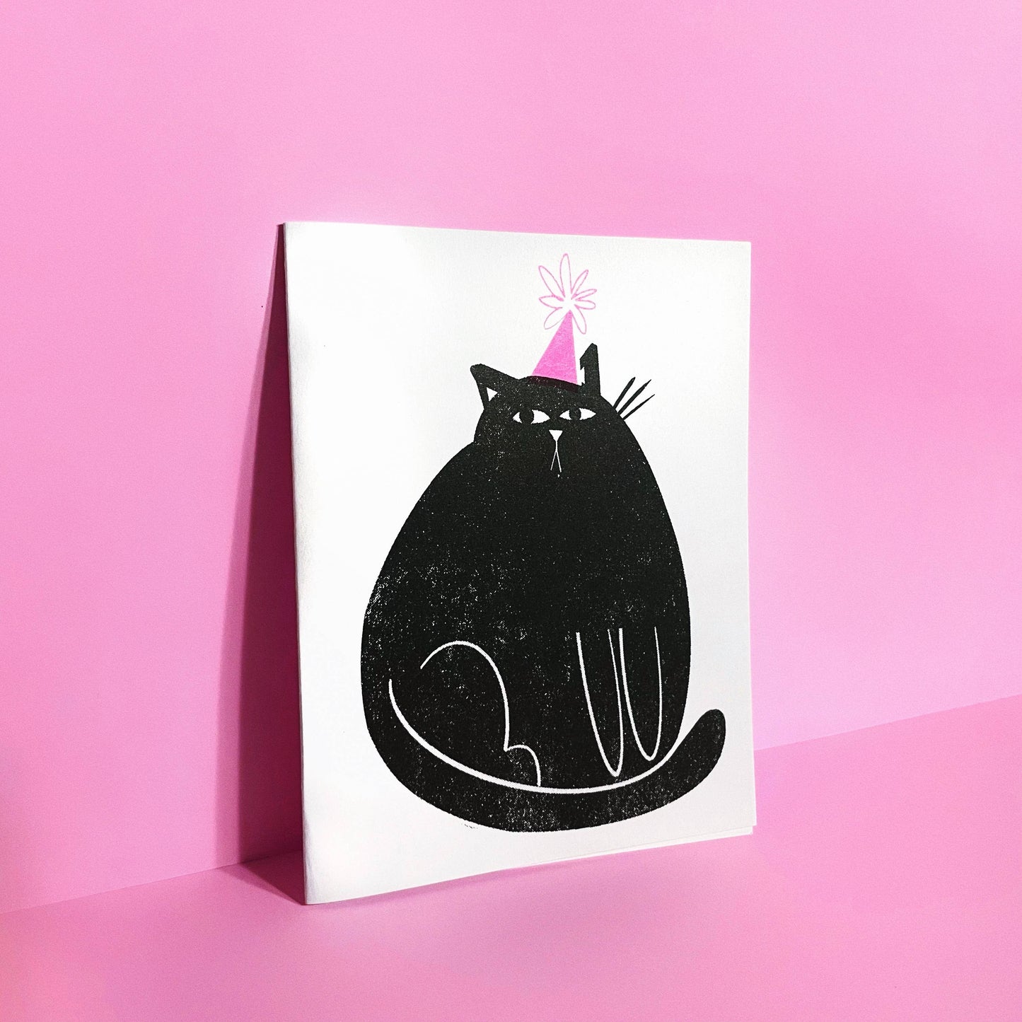 Party Cat Birthday - Fun Risograph Greeting Card
