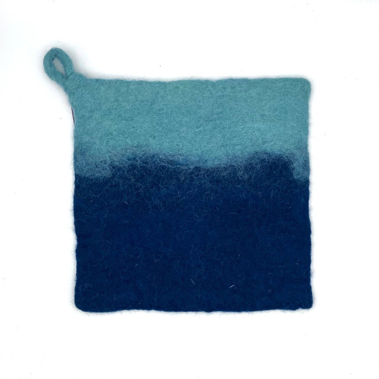 Two-tone Felt Pot Holder: Blue and Gray