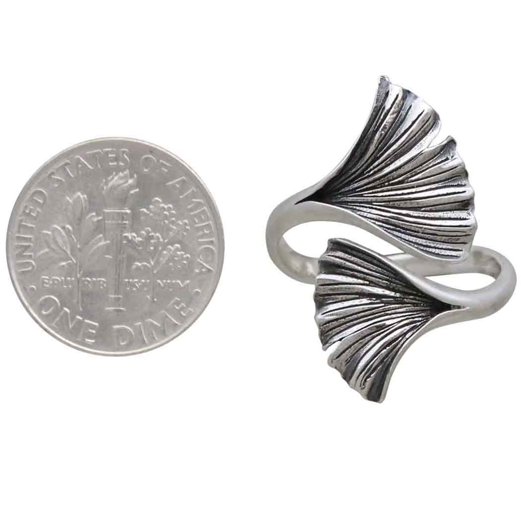 Bronze Adjustable Ginkgo Leaf Ring