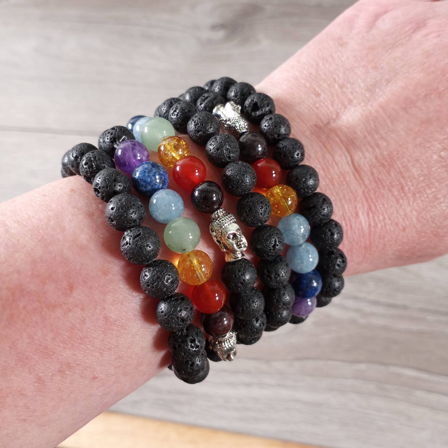 Gemstone Chakra Healing Bracelets 8mm - Wholesale: Lava Buddha
