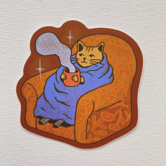 Sticker - cozy armchair cat