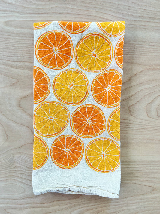 Oranges Tea Towel: Orange/tangerine