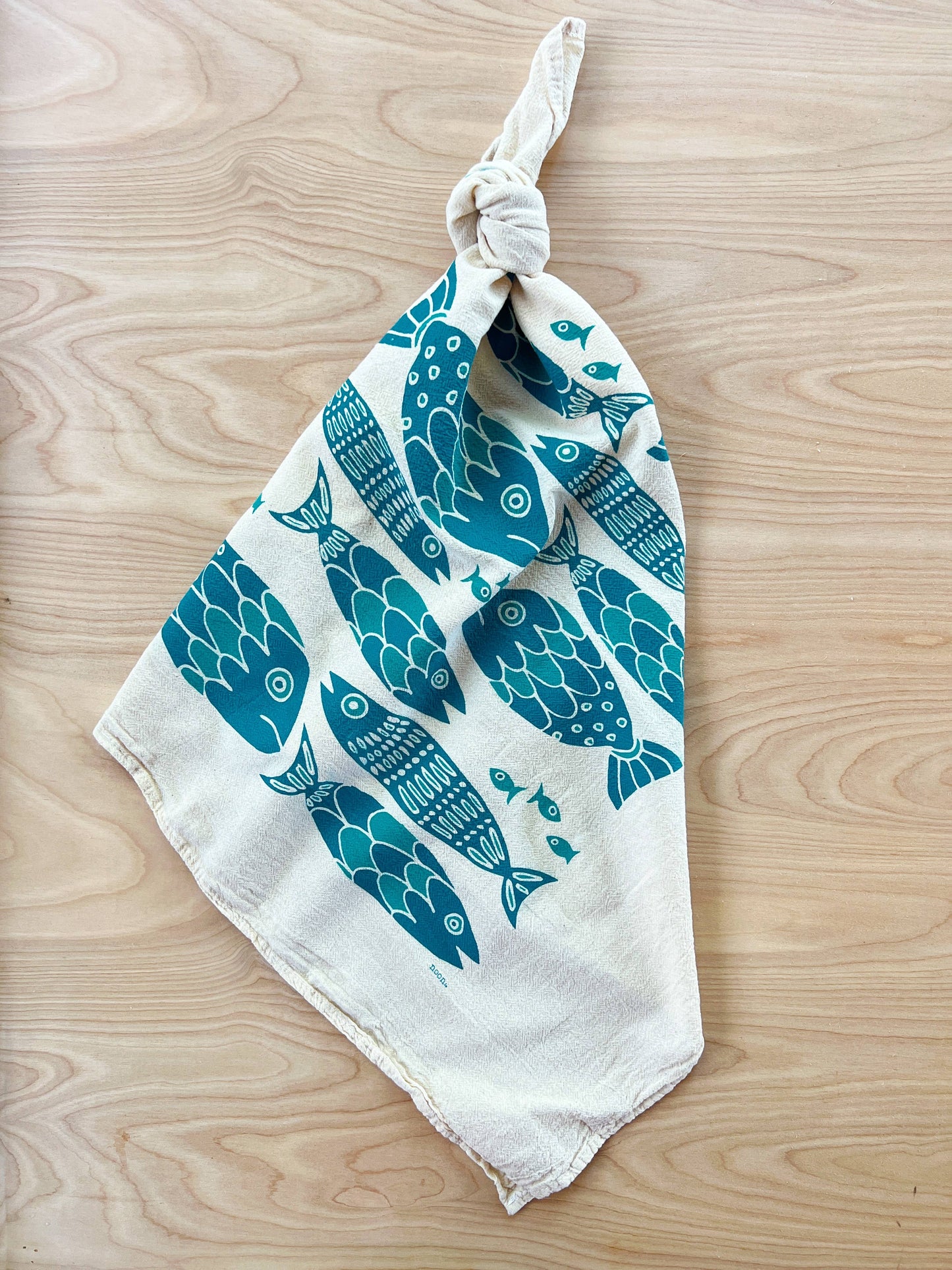 Fish Tribe Tea Towel: Dark Teal/turquoise