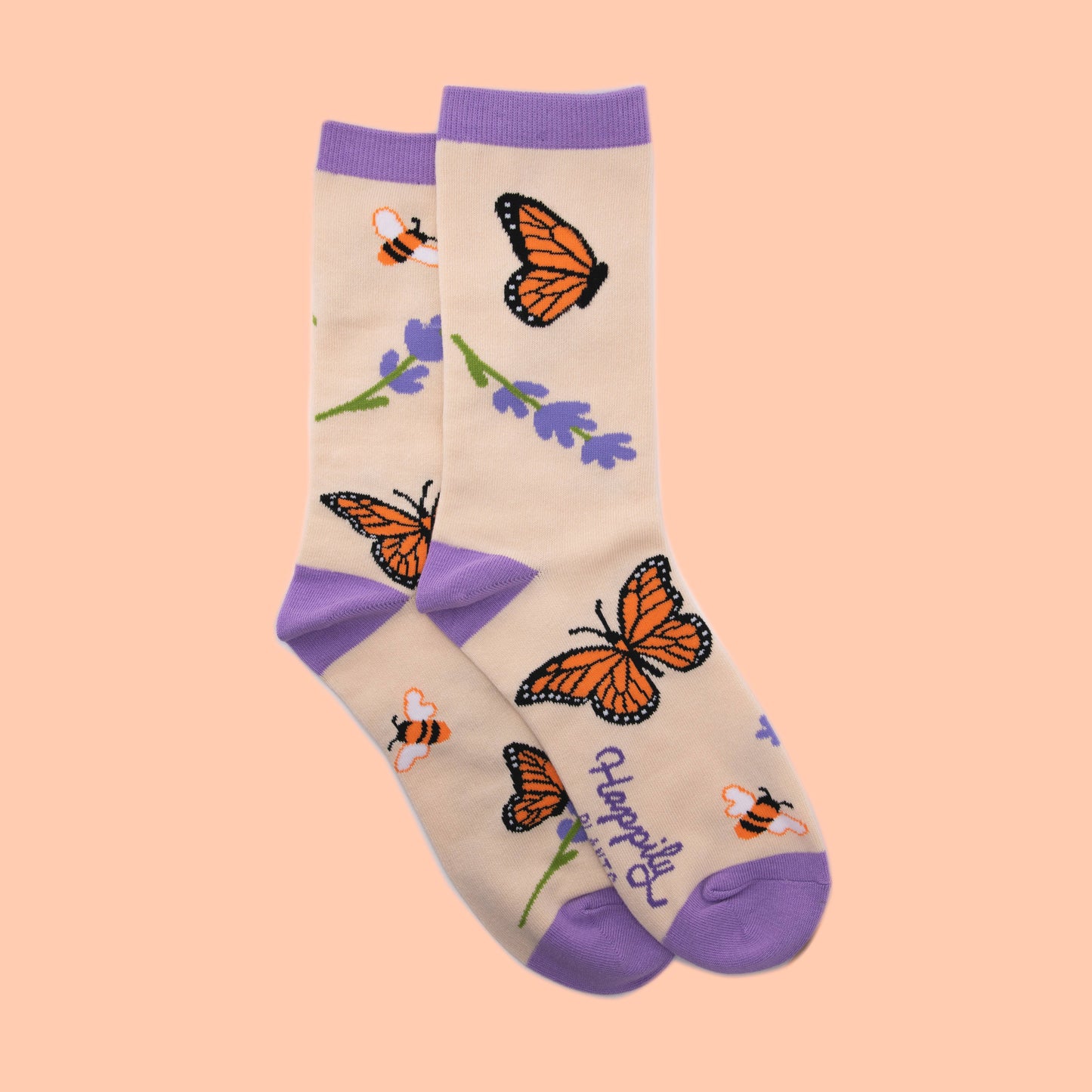 Monarch Butterfly & Honey Bees Socks - Cotton Blend
