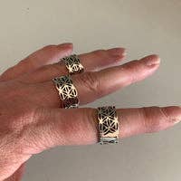 Sterling Silver Flower of Life Rings: Round Larger