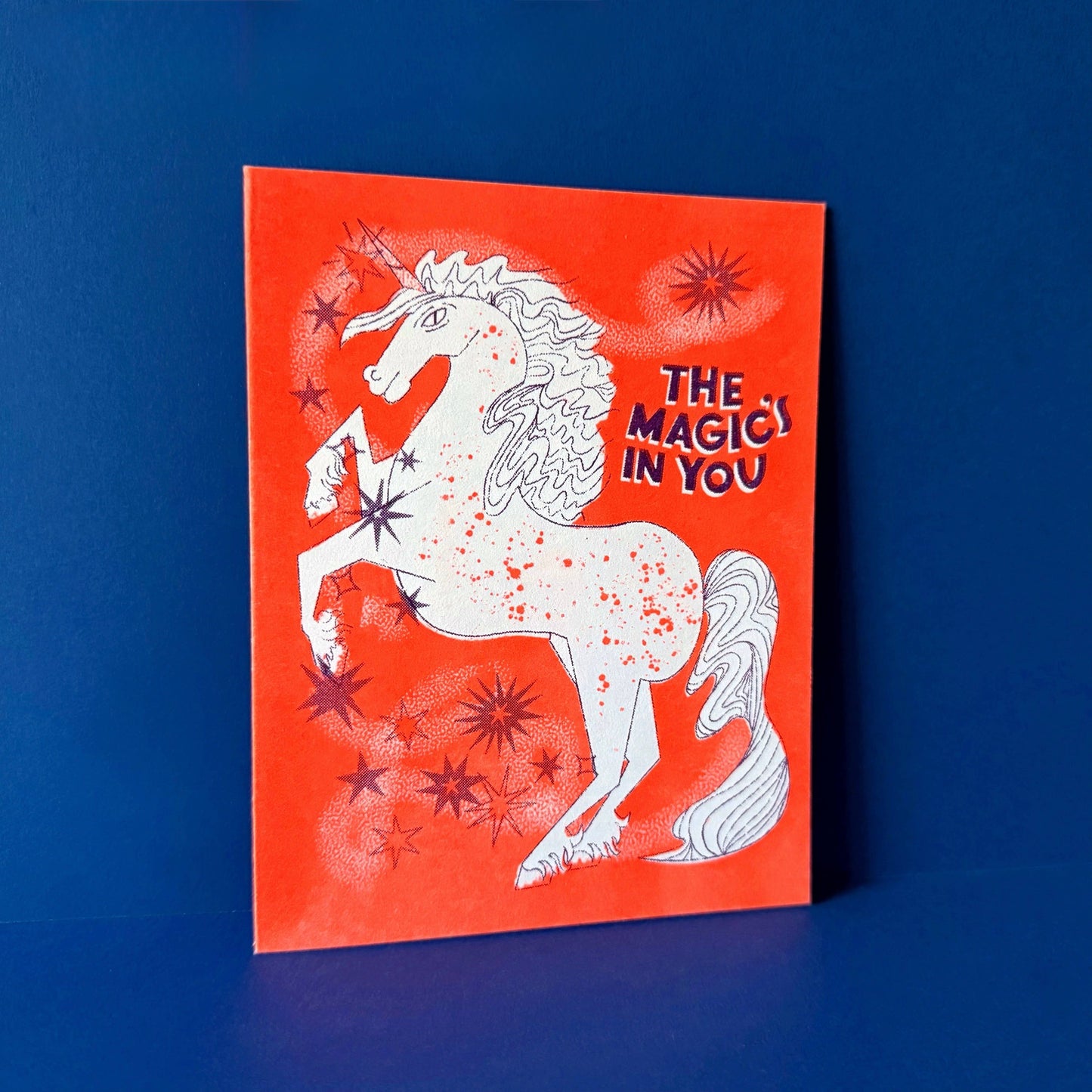 Magic's in You - Risograph Encouragement Unicorn card 