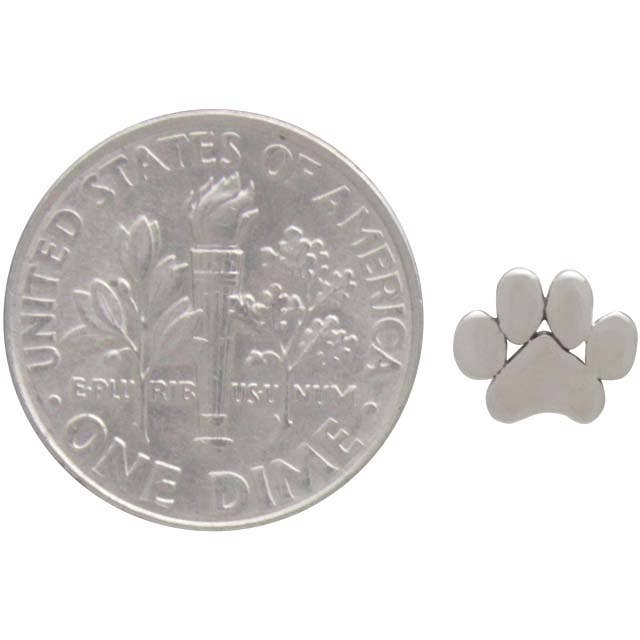 Sterling Silver or Bronze Paw Print Post Earrings 6x7mm: Bronze