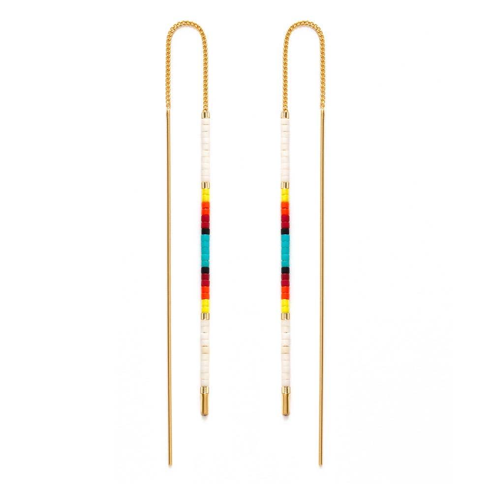 Miyuki Seed Bead Threader Earrings: Seashore
