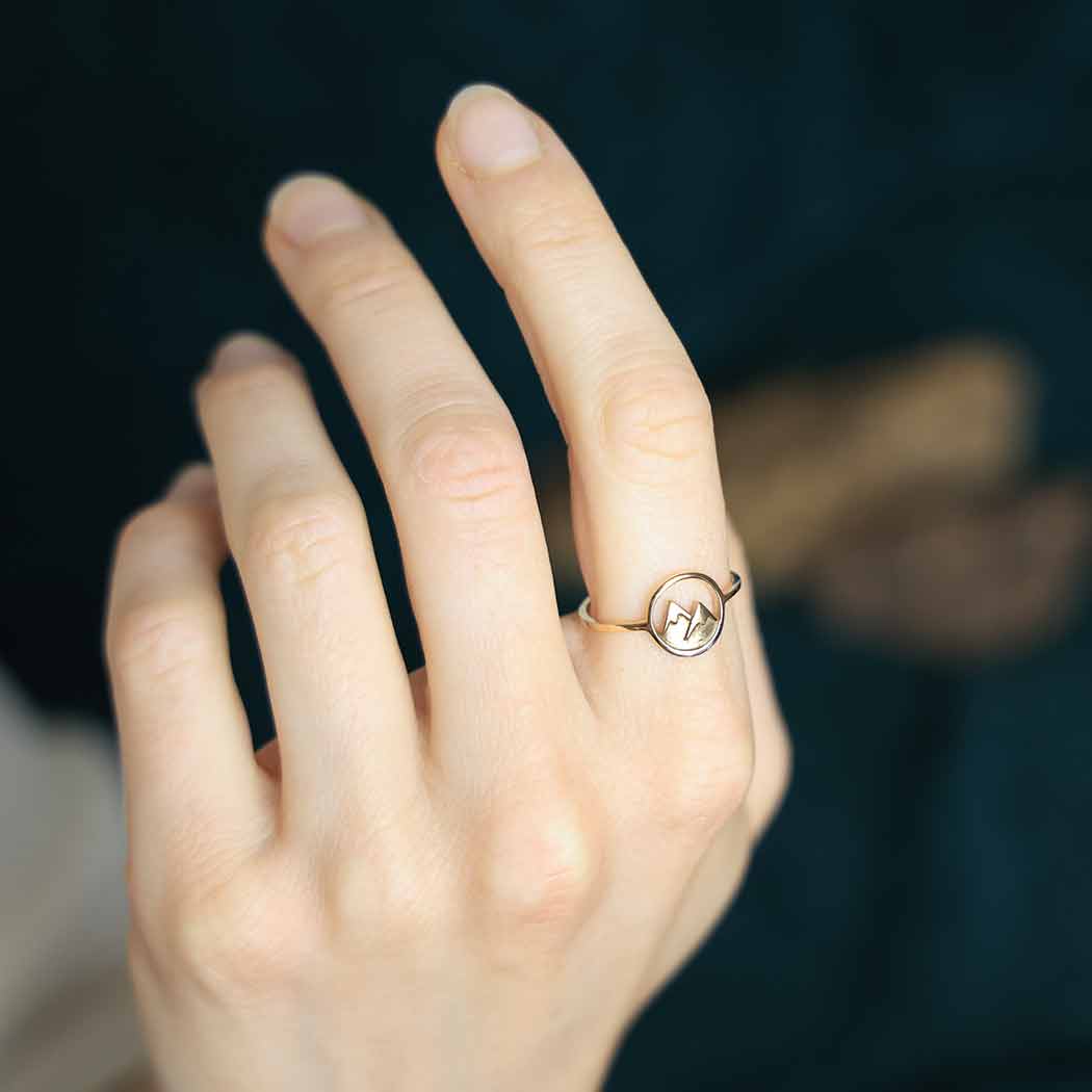 Sterling Silver or Bronze Snow Capped Mountain Ring: Bronze / 9