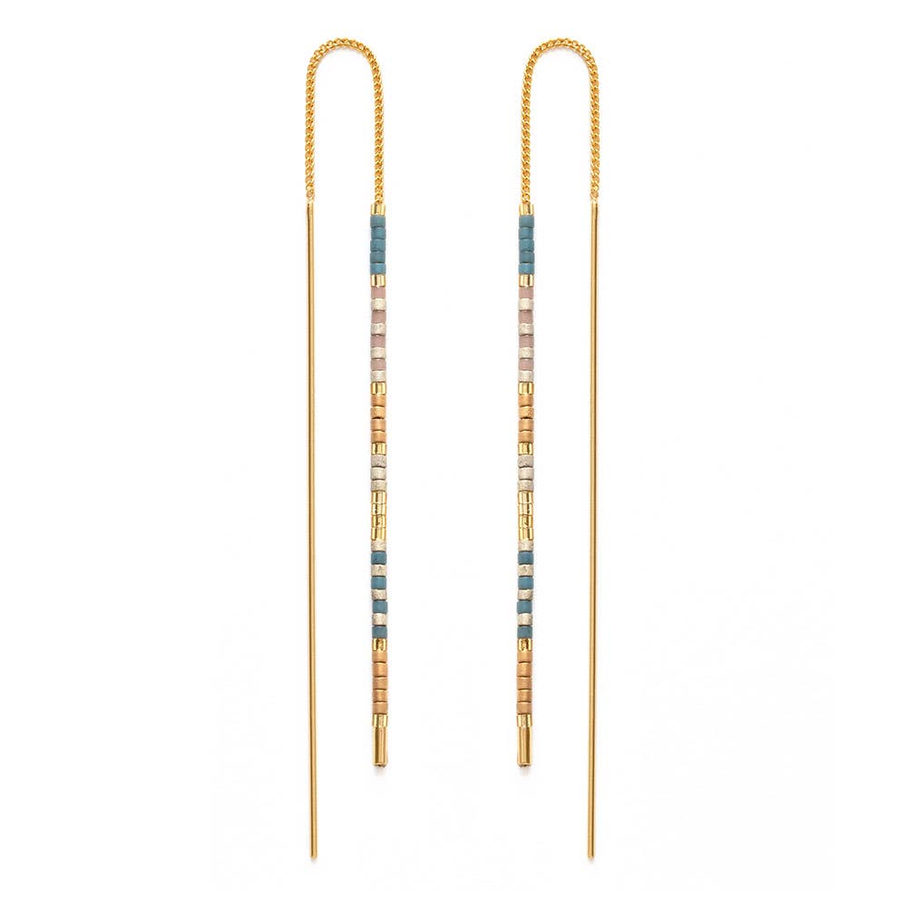 Miyuki Seed Bead Threader Earrings: Seashore