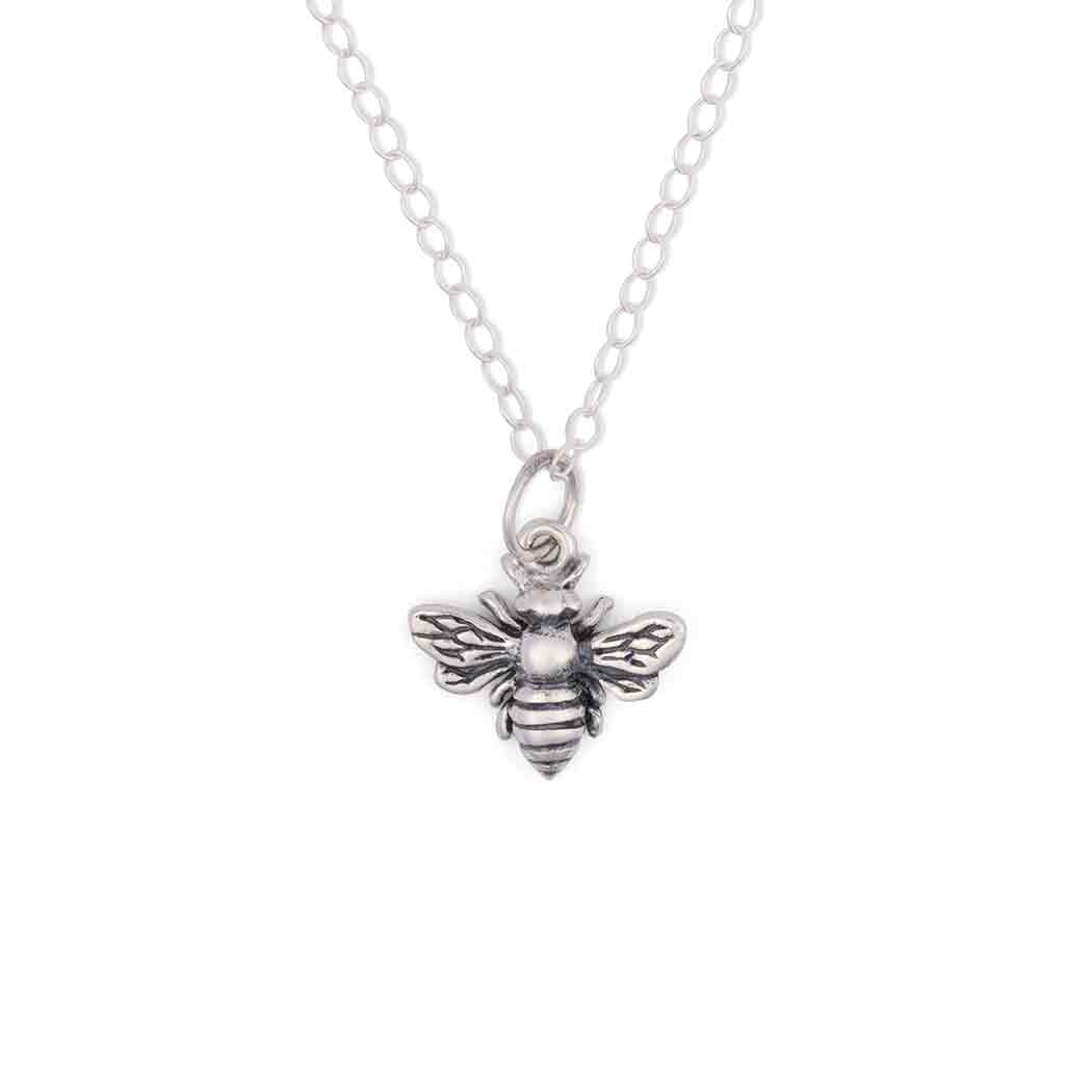 Sterling Silver or Bronze Bee Necklace: Sterling Silver