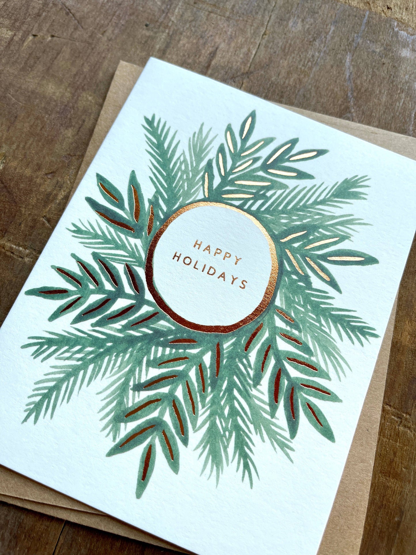 "Happy Holidays" Foil Stamped Cards: Box of Six