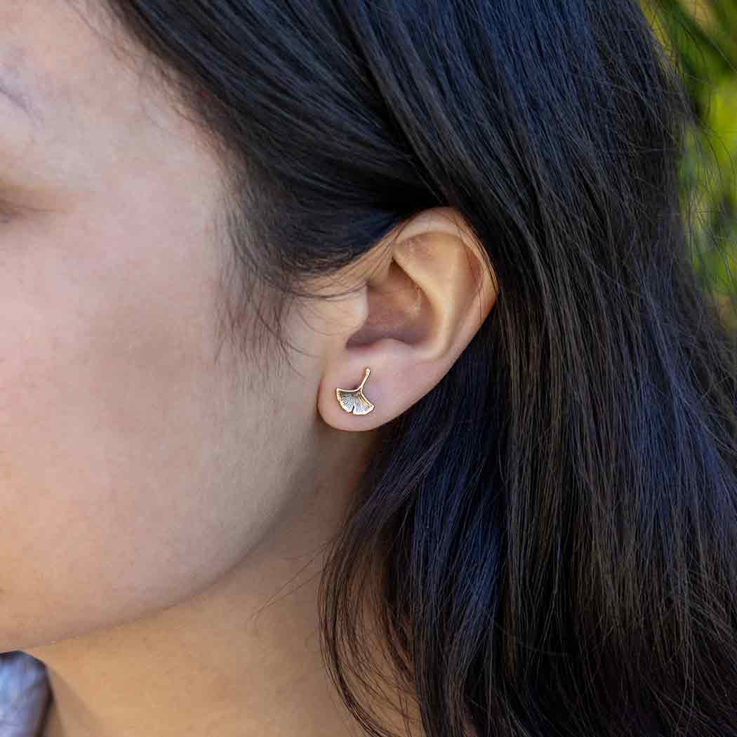 Bronze Ginkgo Post Earrings 9x9mm: Bronze