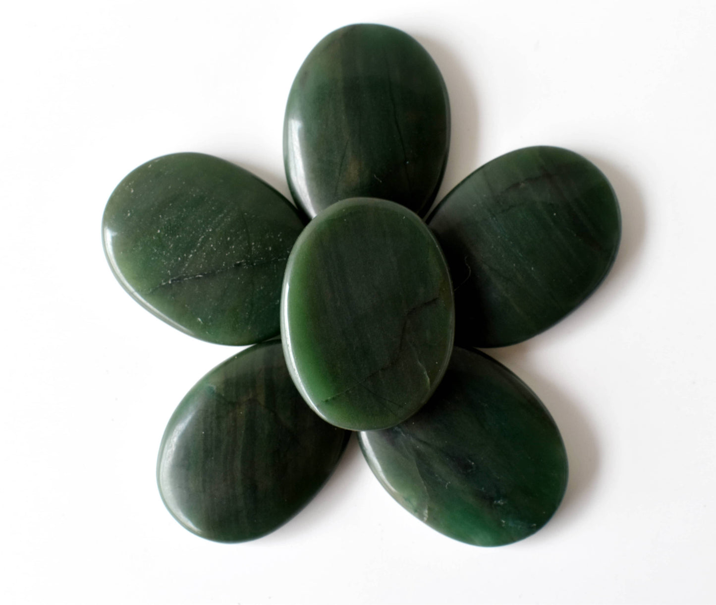 Palm Stone | Green Jade | Thumb Crystal | Pocket Gemstone: Thumb Indent (Worry Stone)