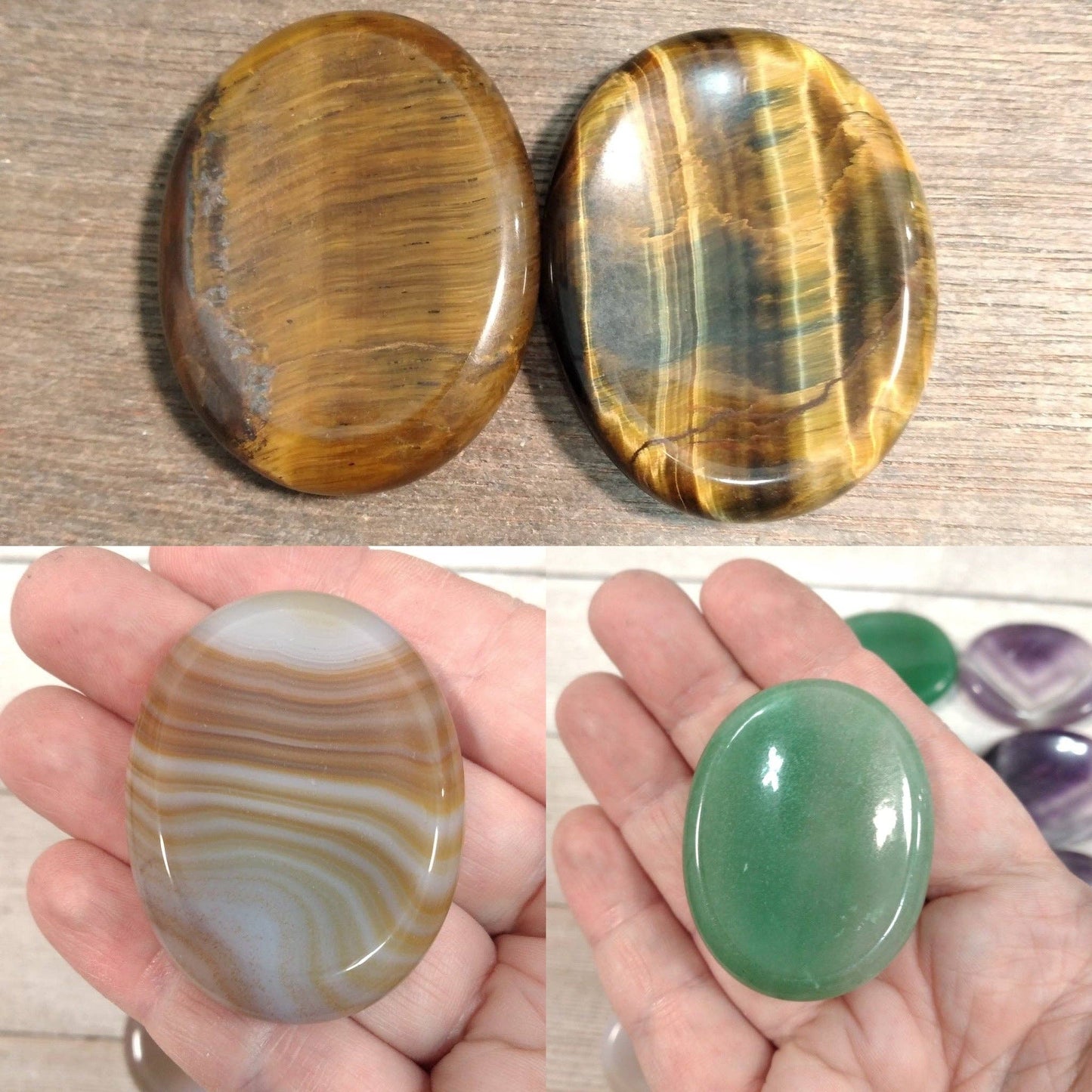Oval Gemstone Worry Stones – Bulk Pocket Crystals: Spider Web Jasper