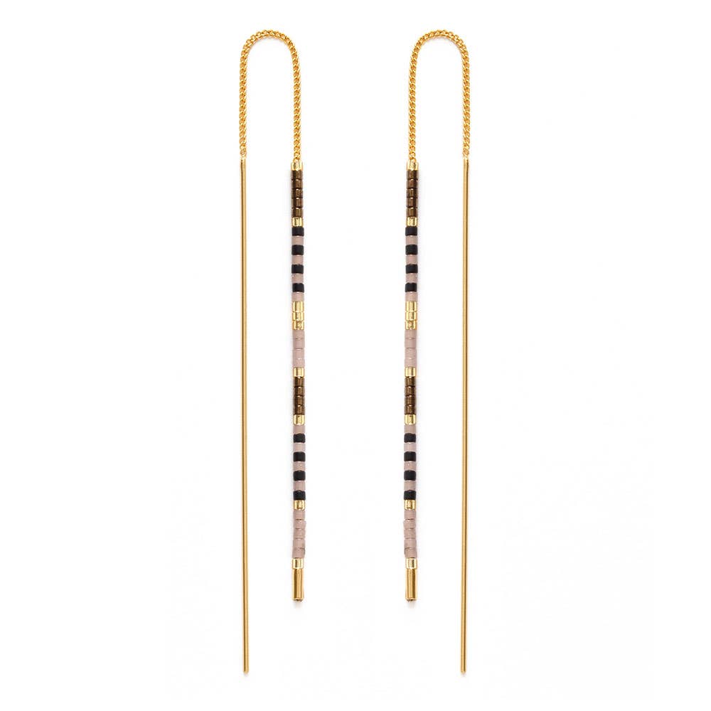Miyuki Seed Bead Threader Earrings: Seashore