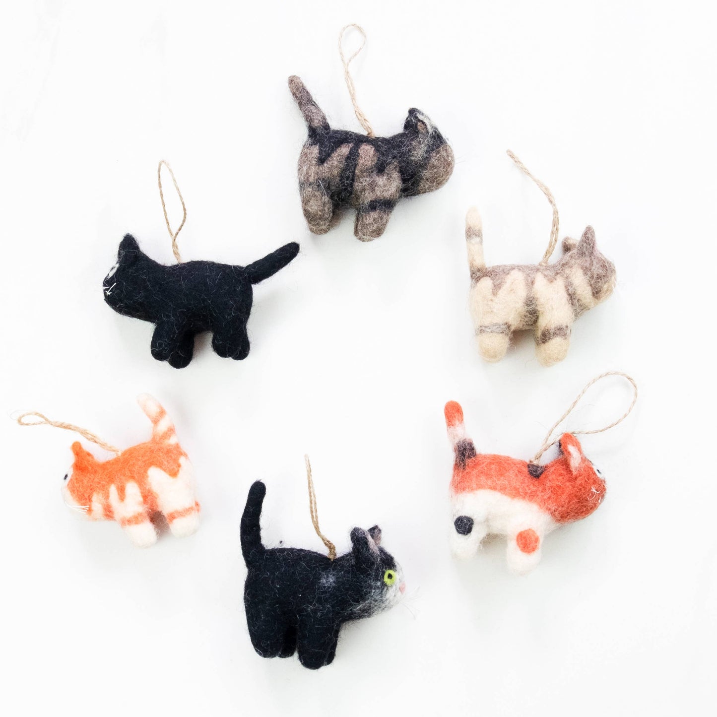 Ornament - Little Felt Cats - 5 Assorted Pieces