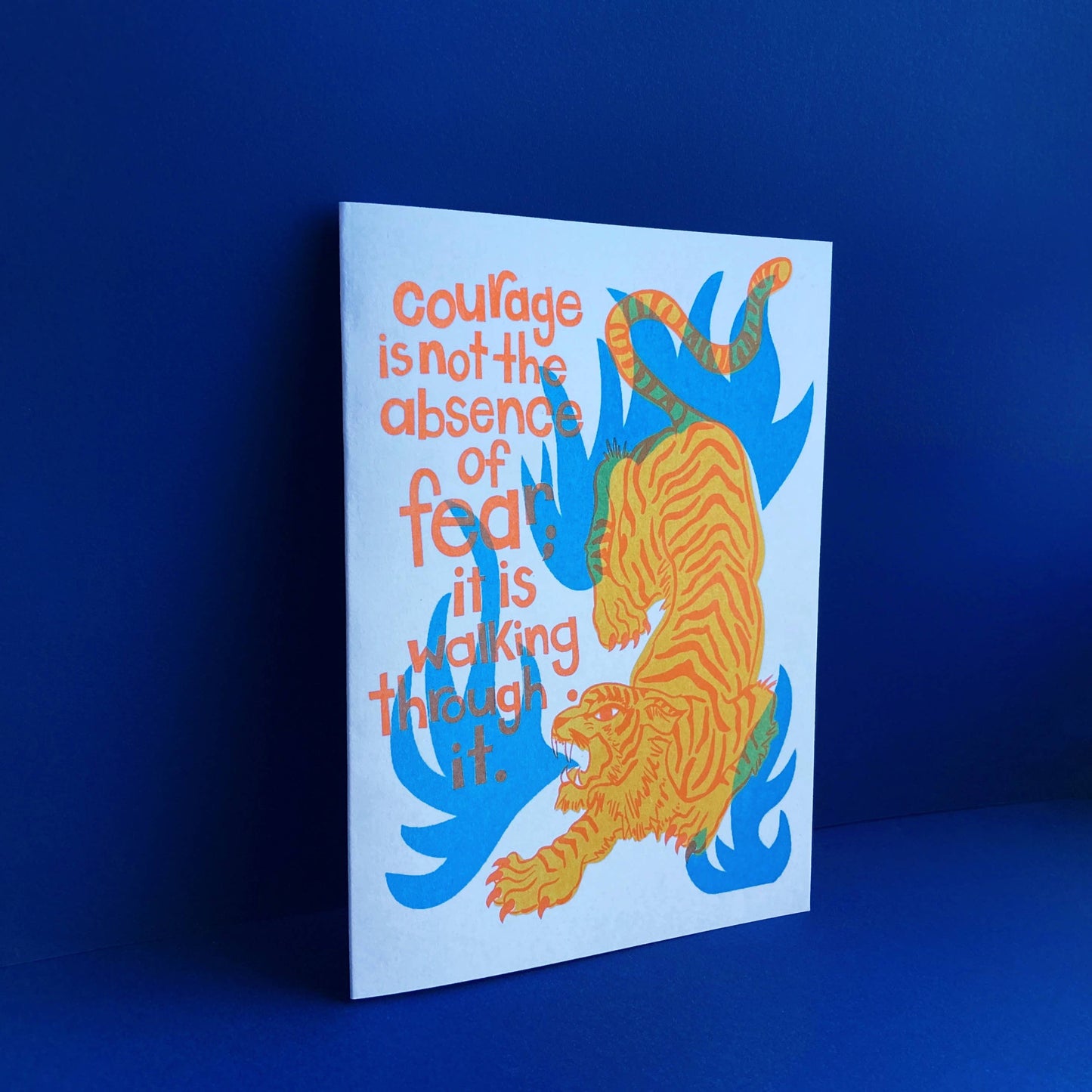 Tiger Courage - Encouragement Risograph Greeting Card