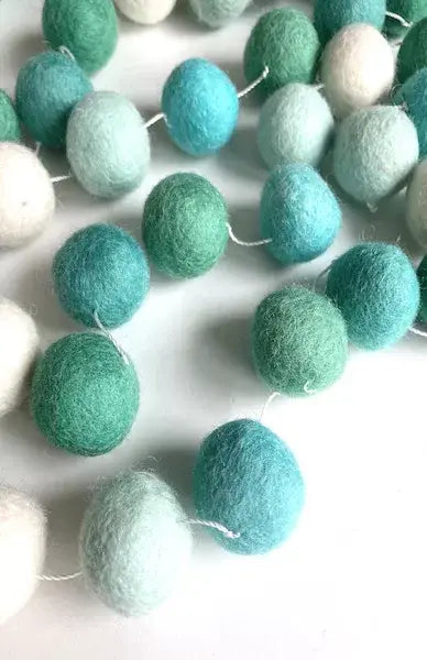 Hand-felted Decorative Ball Garlands: Turquoise