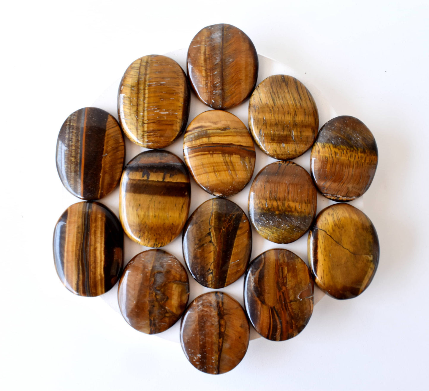 Palm Stones | Tiger Eye | Thumb Crystal | Pocket Gemstones: Thumb Indent (Worry Stone)