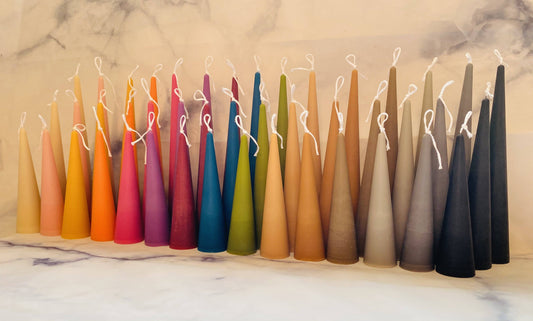 Neutrals Slim Cone Taper Beeswax Candle: Charcoal / Medium