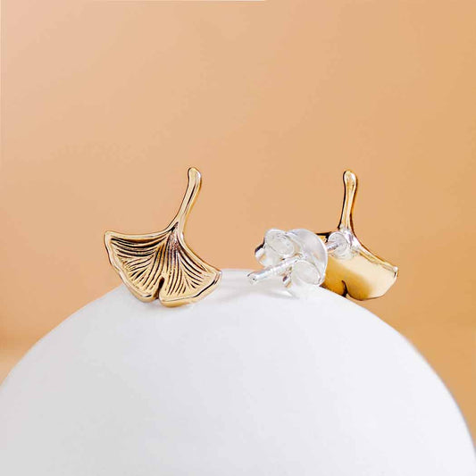 Bronze Ginkgo Post Earrings 9x9mm: Bronze