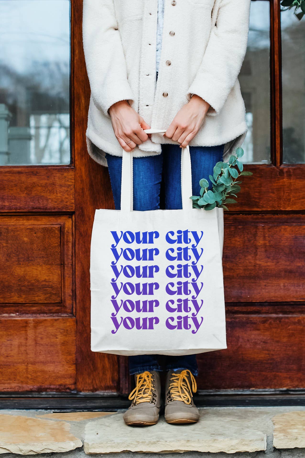 Your City - Colorful Tote Bags - Ombre, Customizable, Custom: Green/Teal Ombre