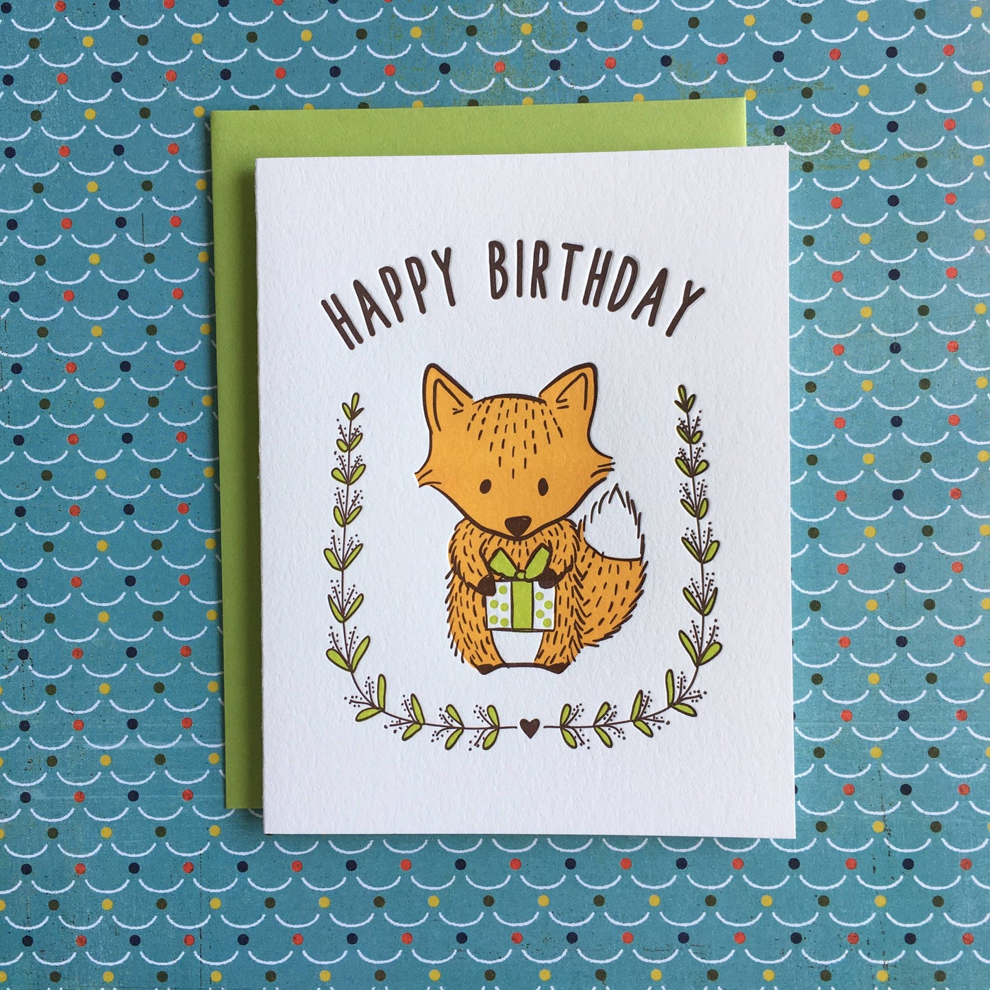 Happy Birthday Fox - letterpress card