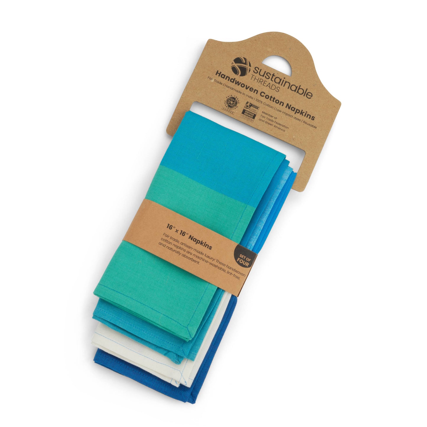Cotton Napkins | Handwoven | Sky | Set of 4 | Fair Trade