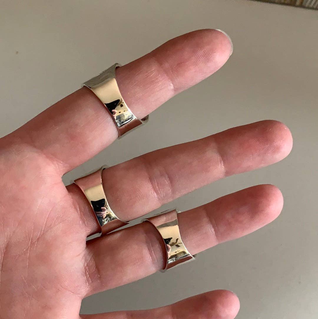 Sterling Silver Flower of Life Rings: Round Larger
