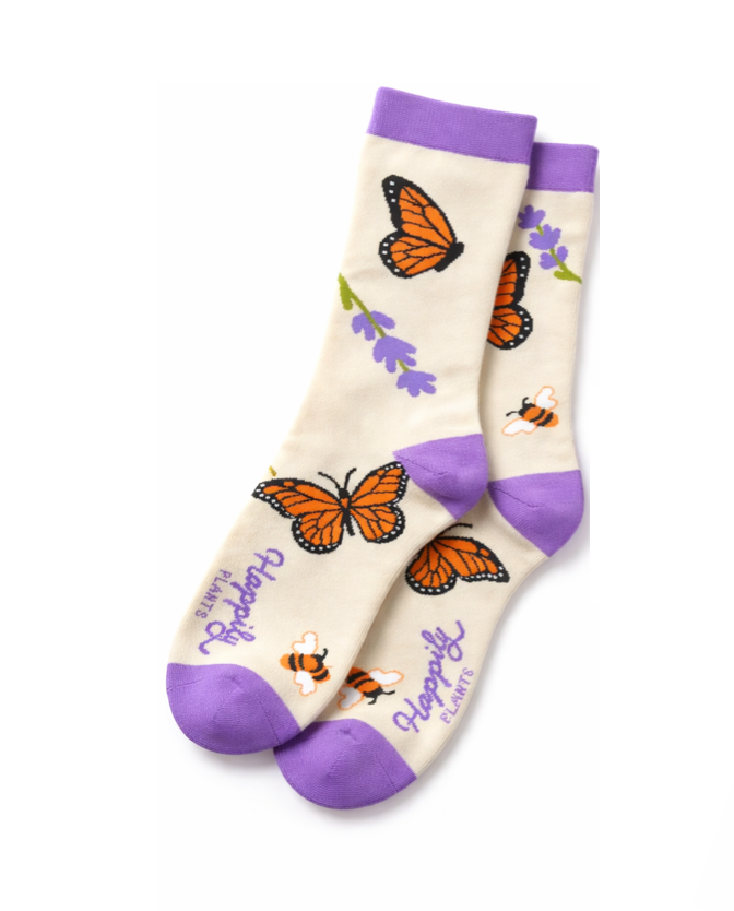 Monarch Butterfly & Honey Bees Socks - Cotton Blend
