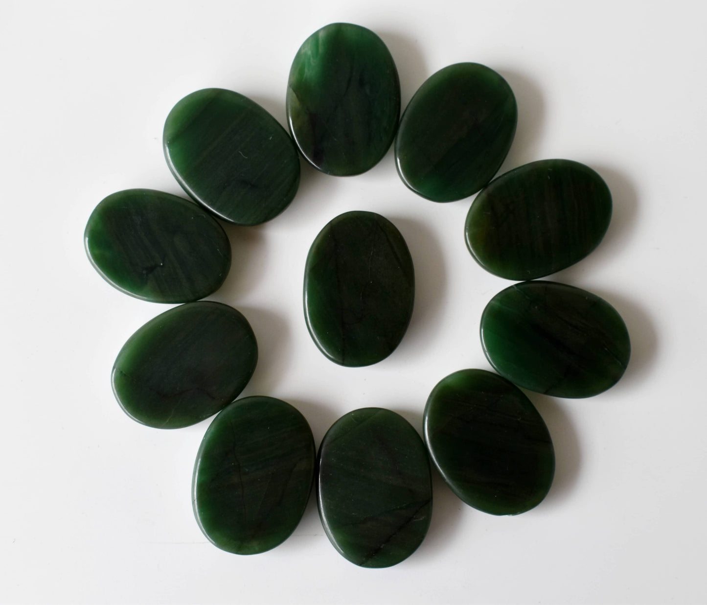 Palm Stone | Green Jade | Thumb Crystal | Pocket Gemstone: Thumb Indent (Worry Stone)