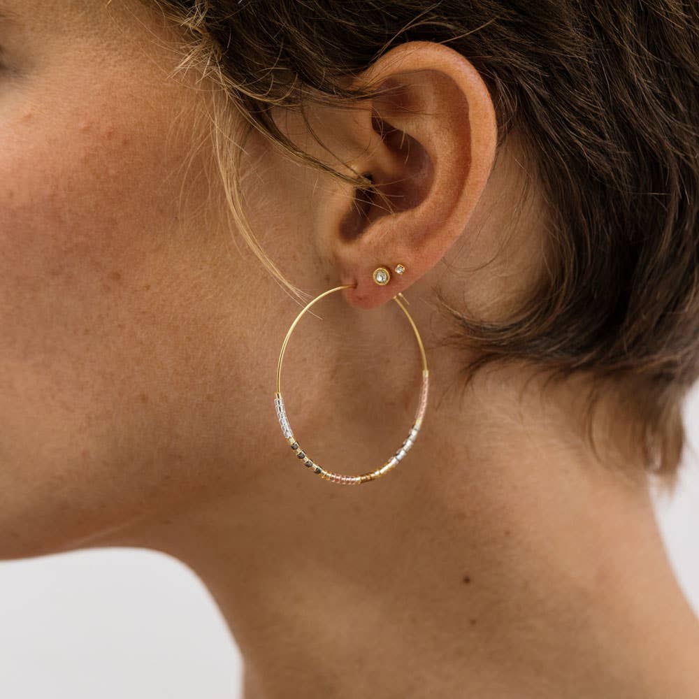 Japanese Seed Bead Hoops- multiple colorways: Champagne