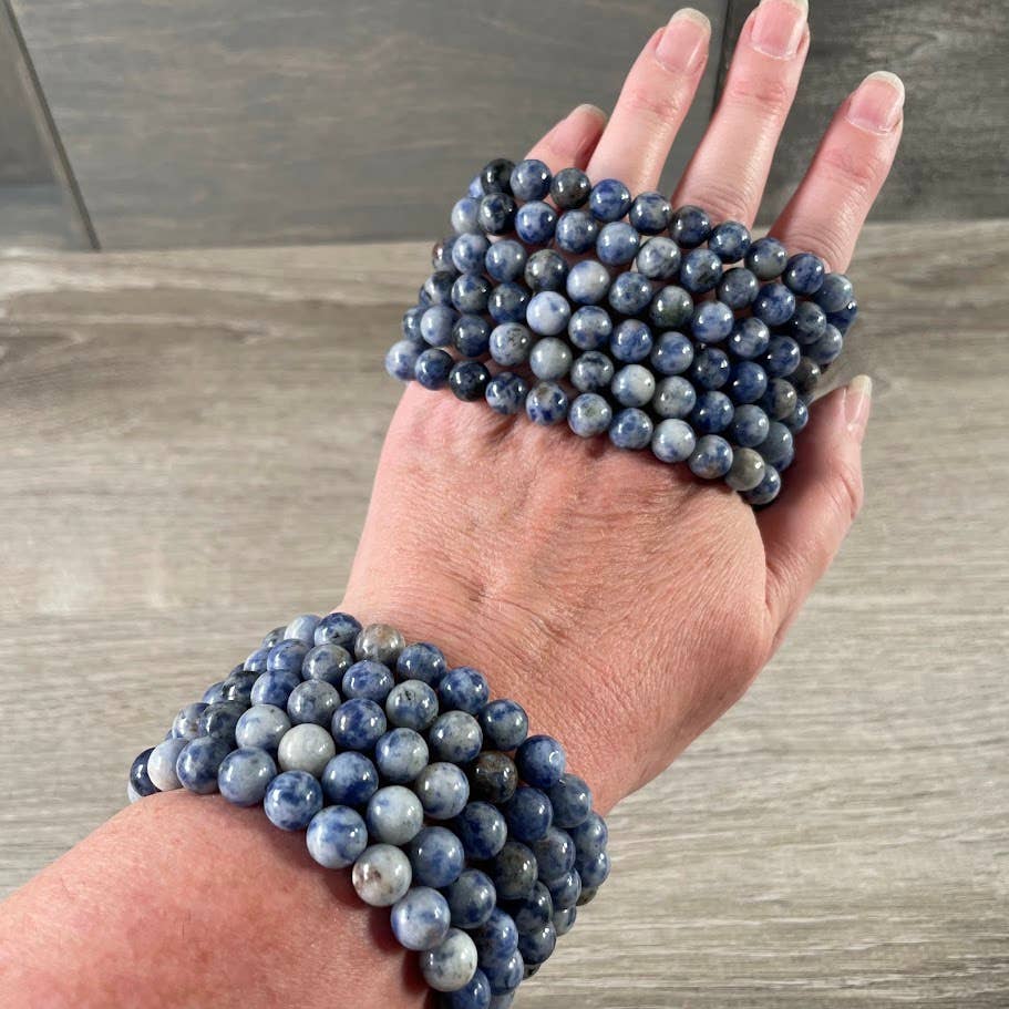 8mm Round Gemstone Beaded Bracelets – Assorted Crystals Bulk: Crazy Lace Jasper