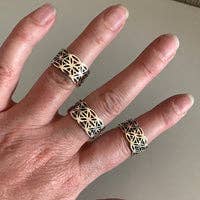 Sterling Silver Flower of Life Rings: Round Larger